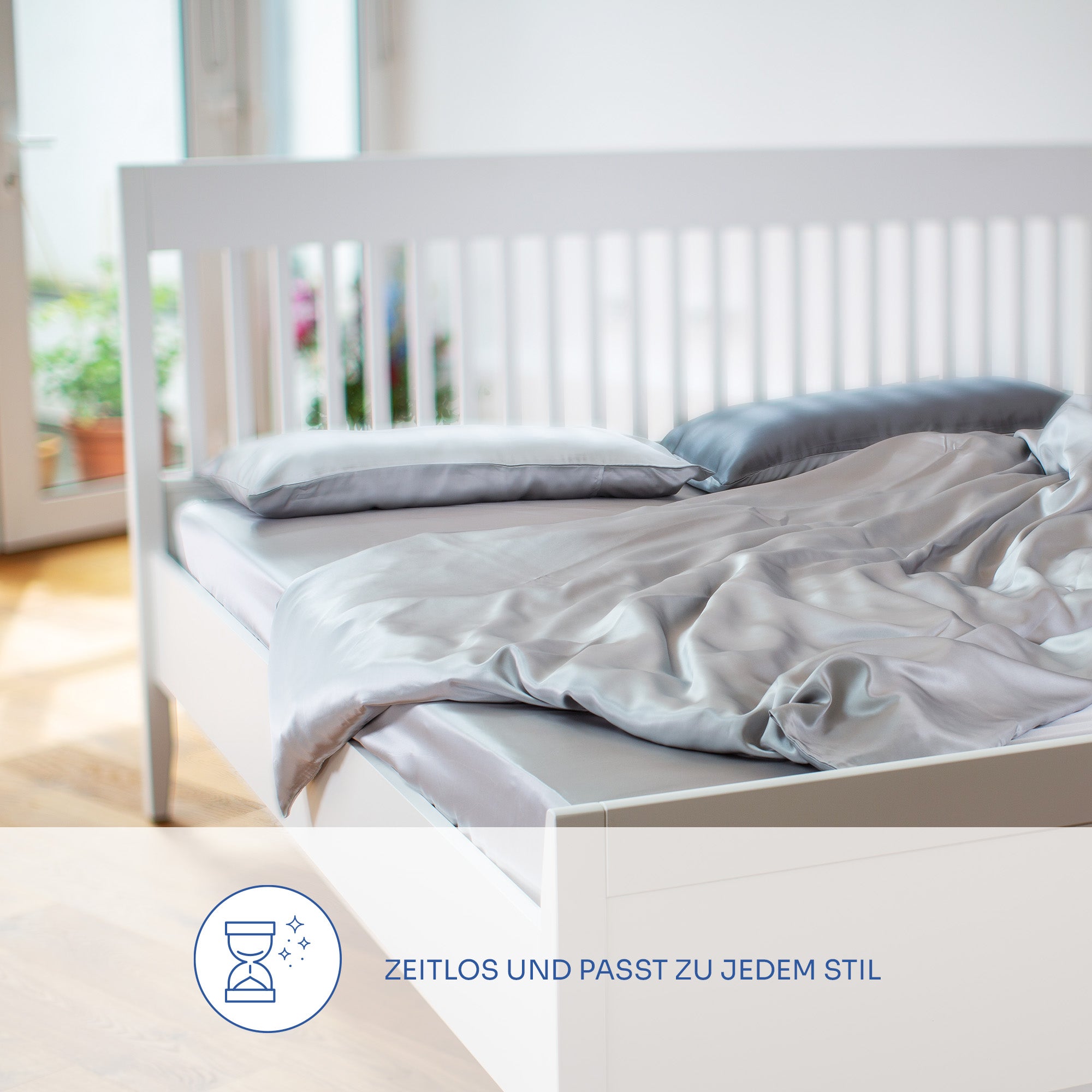 Graue Seidenbettwäsche – luxuriöses 100% Maulbeerseiden-Satin