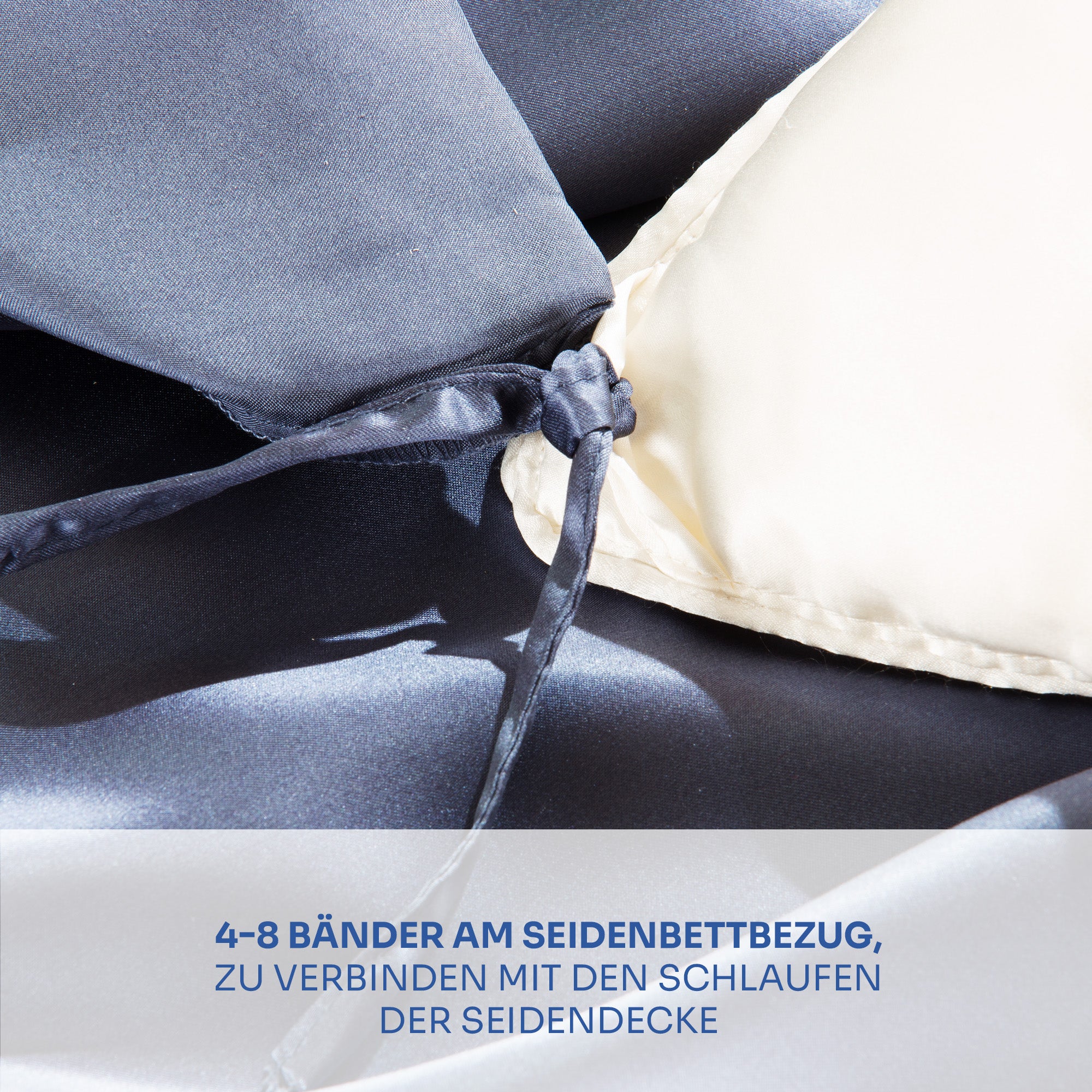 Seidenbettbezug verbinden mit der Seidendecke