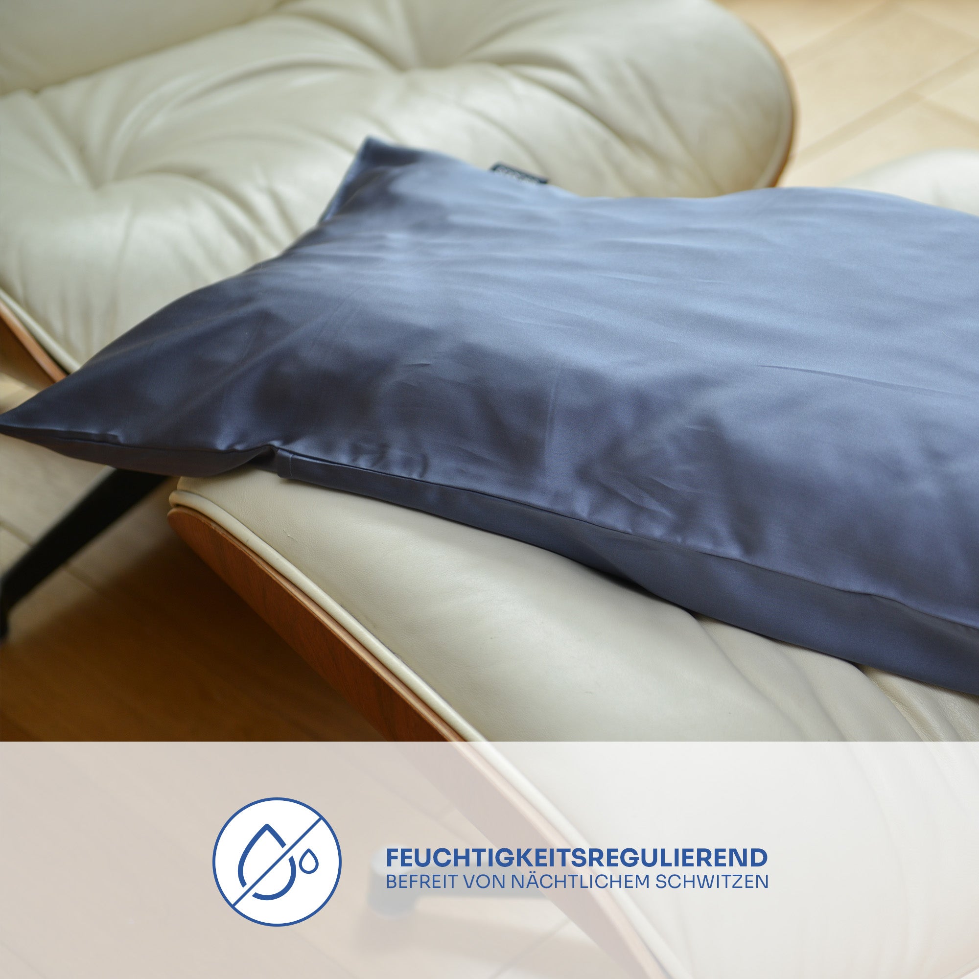 blaue Seidenbettwäsche – luxuriöses 100% Maulbeerseiden-Satin