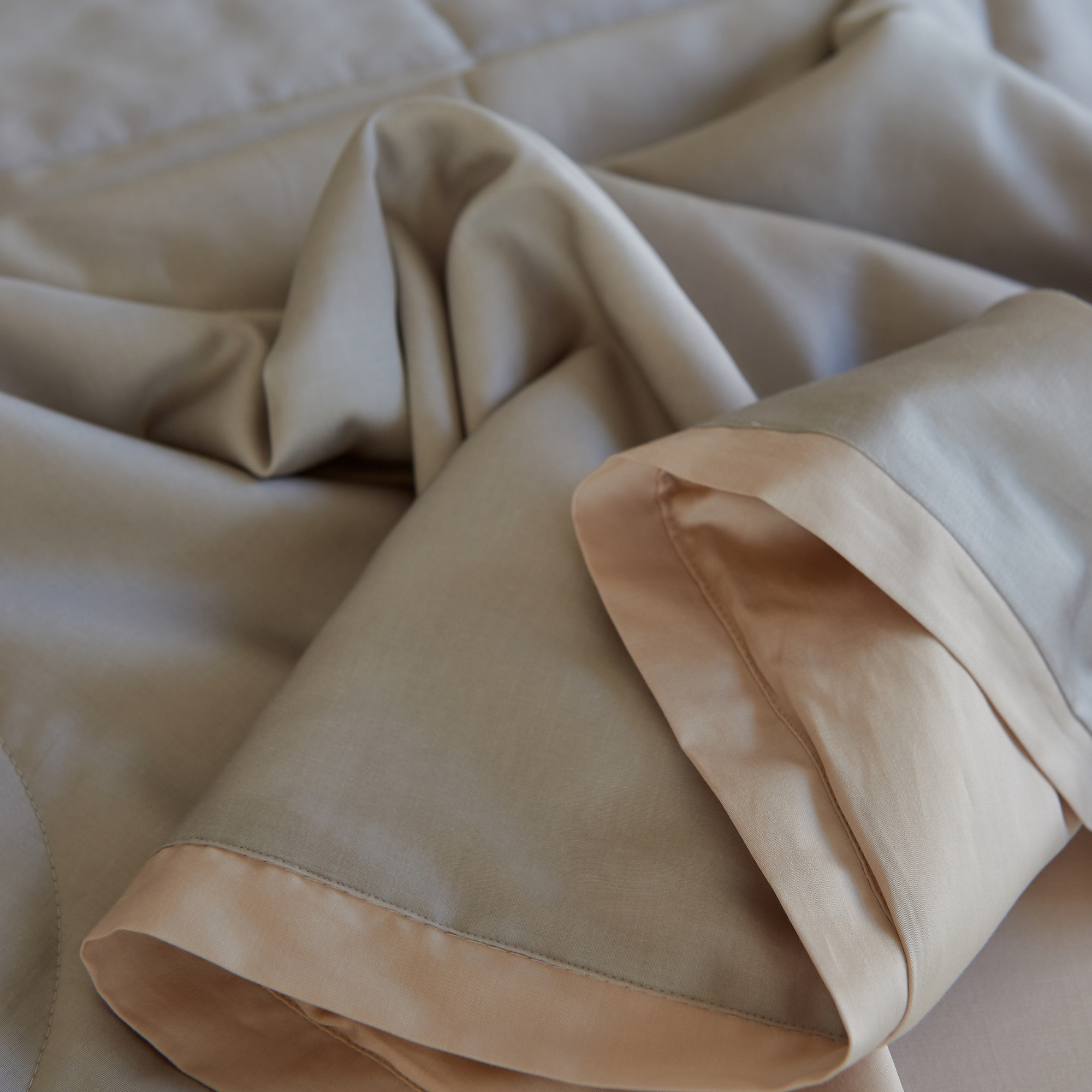 Luxus Seidenwohndecke in grau Beige - atmungsaktiver Lyocell-Bezug mit reiner Seidenfüllung