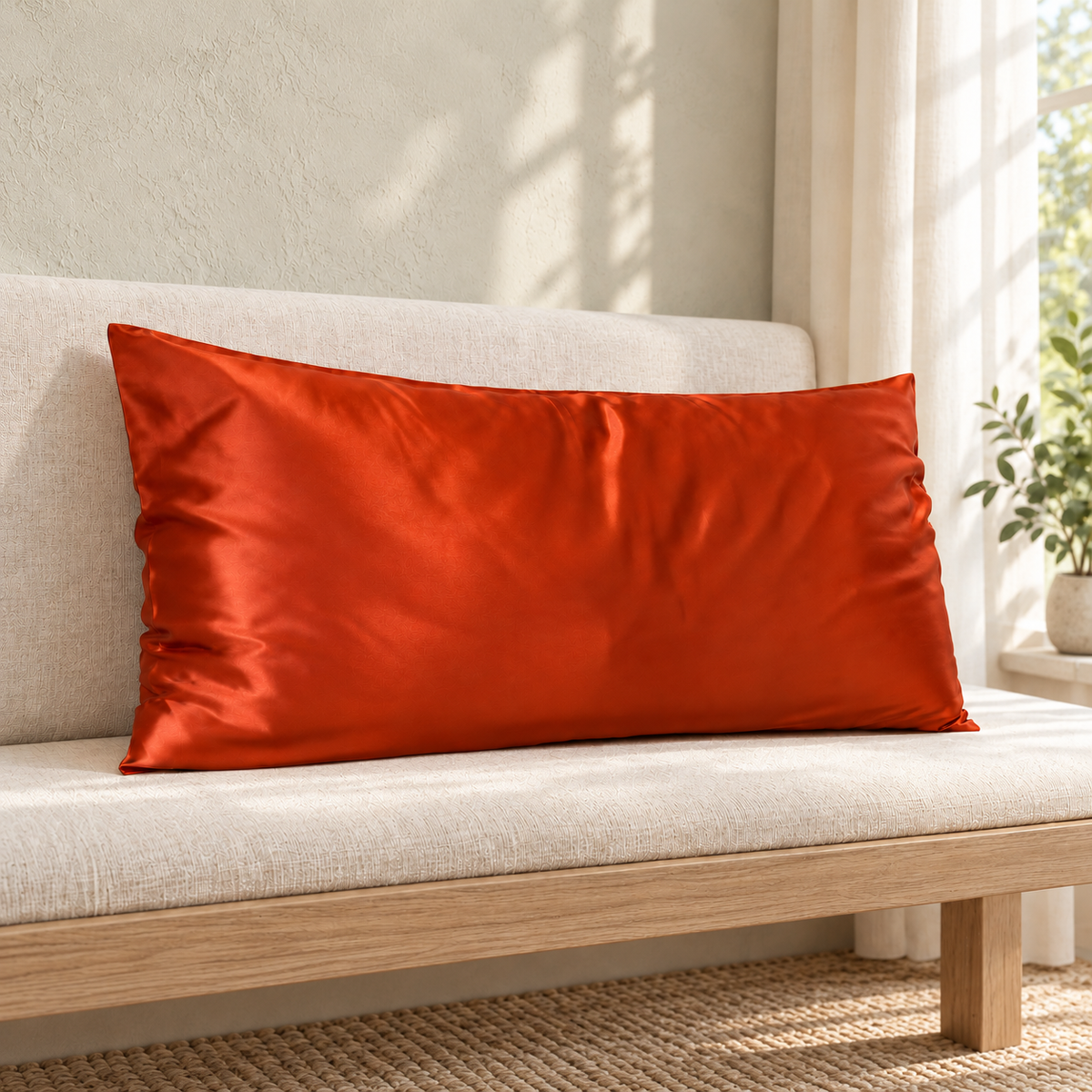 Seidenkissenbezug Terracotta aus 100 % Maulbeerseide – 19 Momme