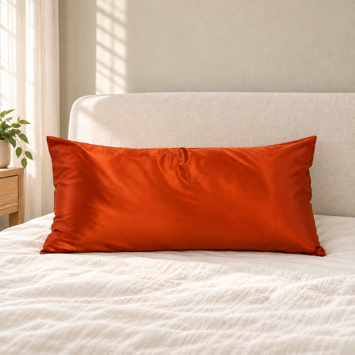 Seidenkissenbezug Terracotta aus 100 % Maulbeerseide – 19 Momme
