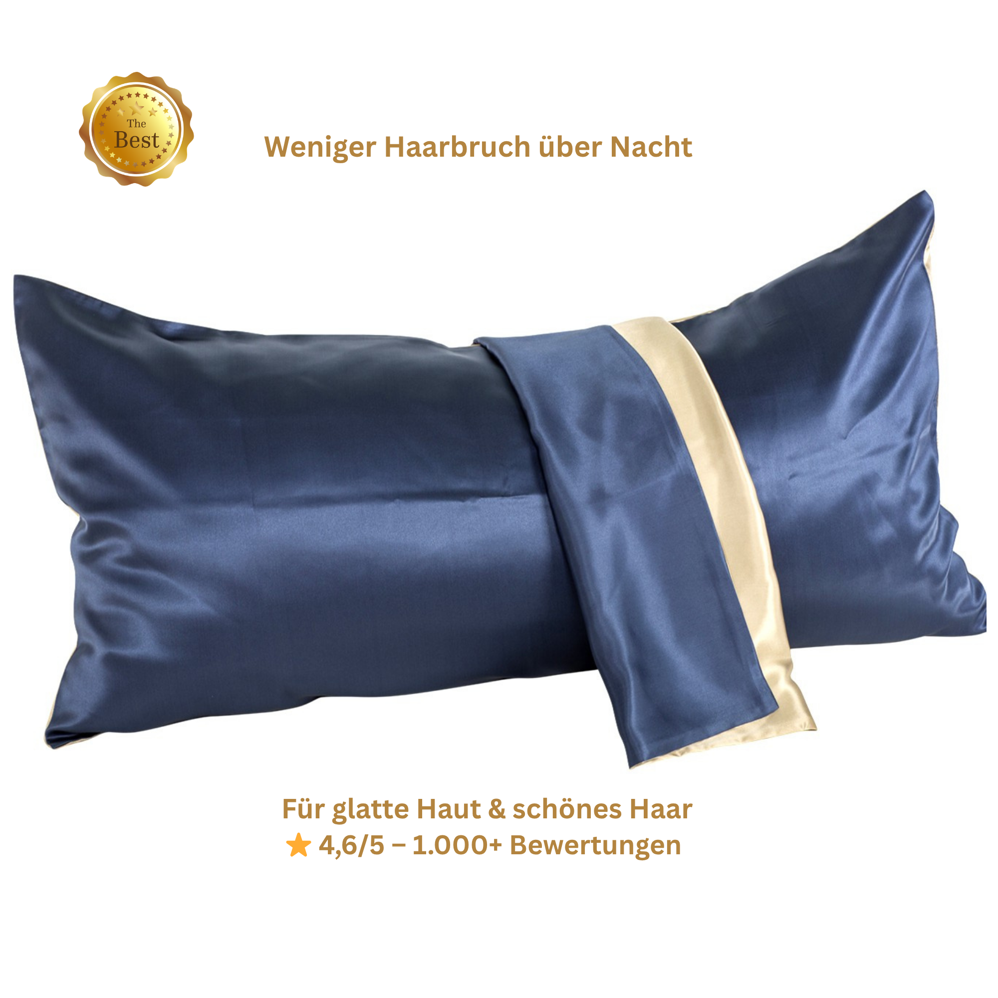 Seidenkissenbezug – weniger Haarbruch & glattere Haut über Nacht - Blue & Taupe