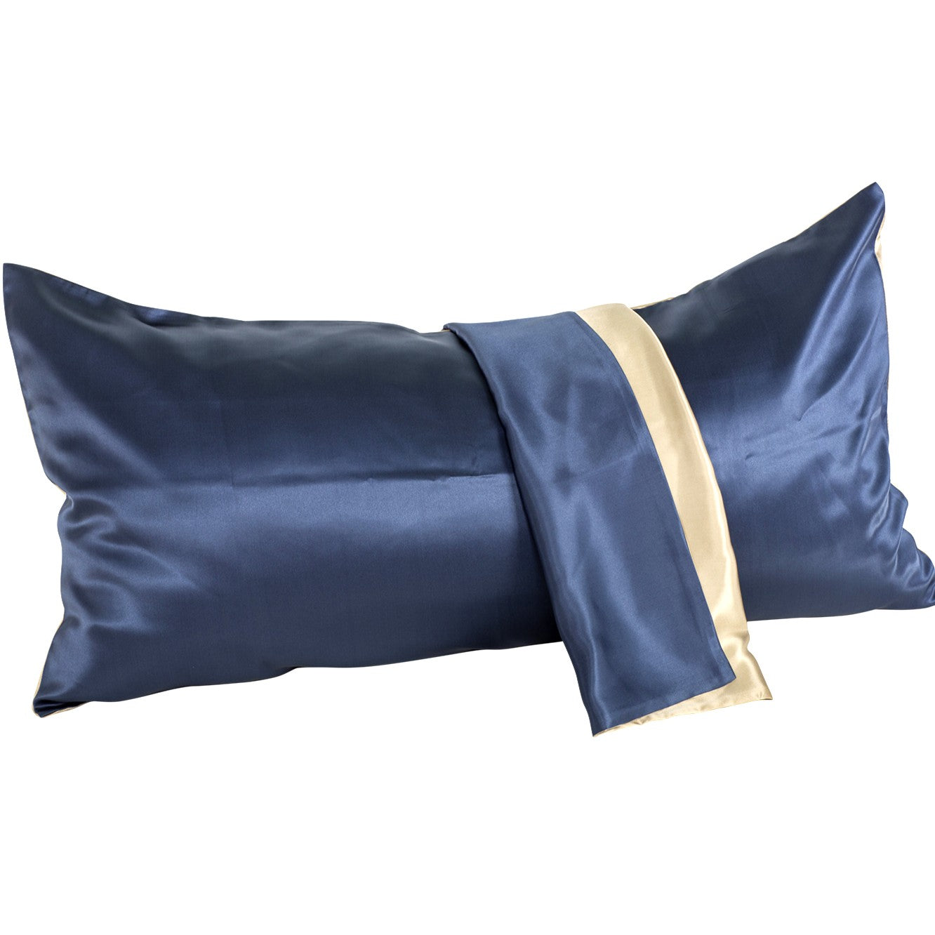 Seidenkissenbezug – 100% Maulbeerseide 19 Momme - weniger Haarbruch & glattere Haut über Nacht - Blue & Taupe 80 x 80 - RoyalMail