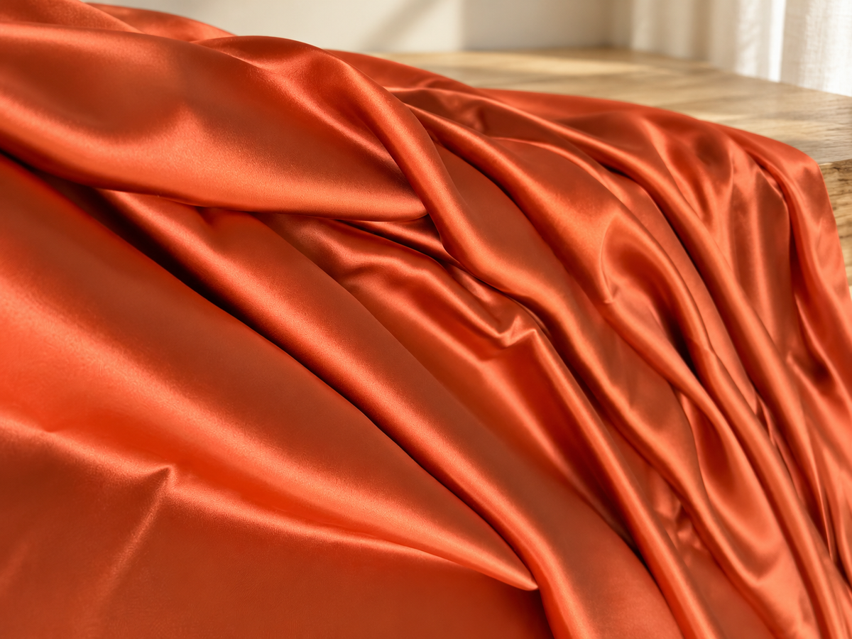 Seidenbettbezug Terracotta mit natürlichem Satinglanz